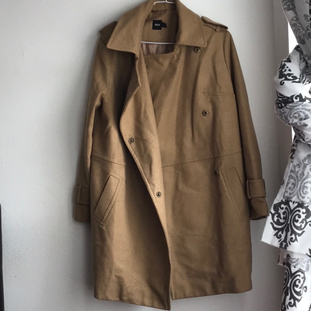 Asos tan wool Peacoat pockets size 2